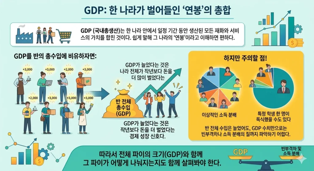 국내총생산(GDP) 개념 정리 및 빈부격차와 소득 분배 확인의 필요성 시각 자료